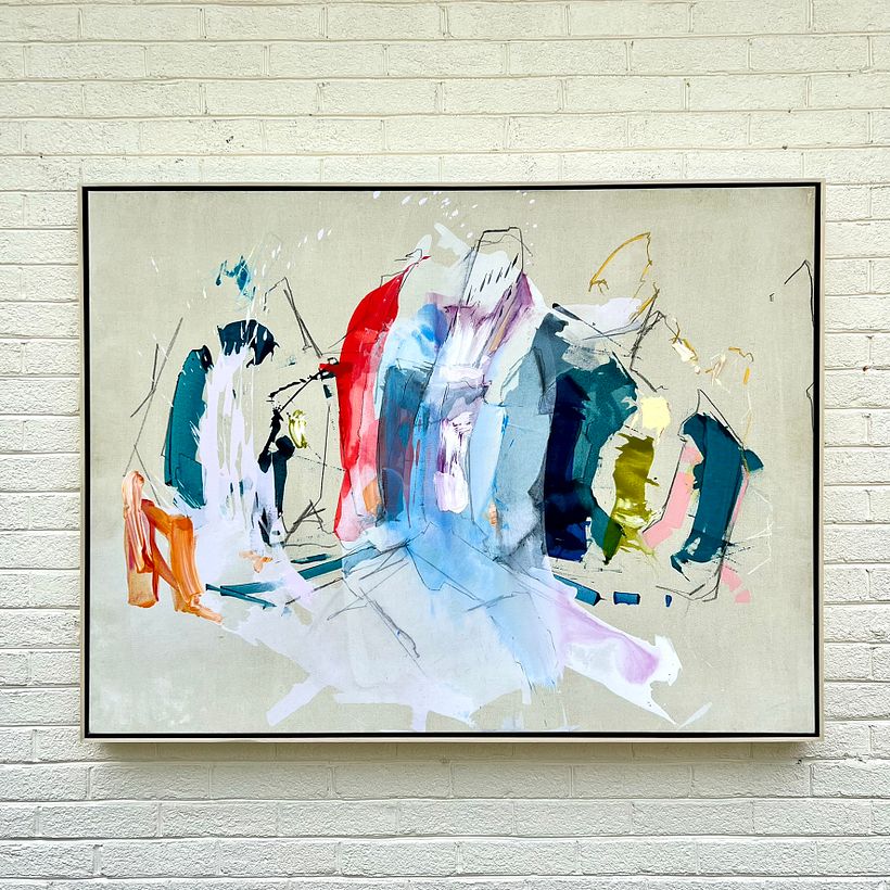 “Meeting the Messai” 37“ x 49“, mixed media on canvas