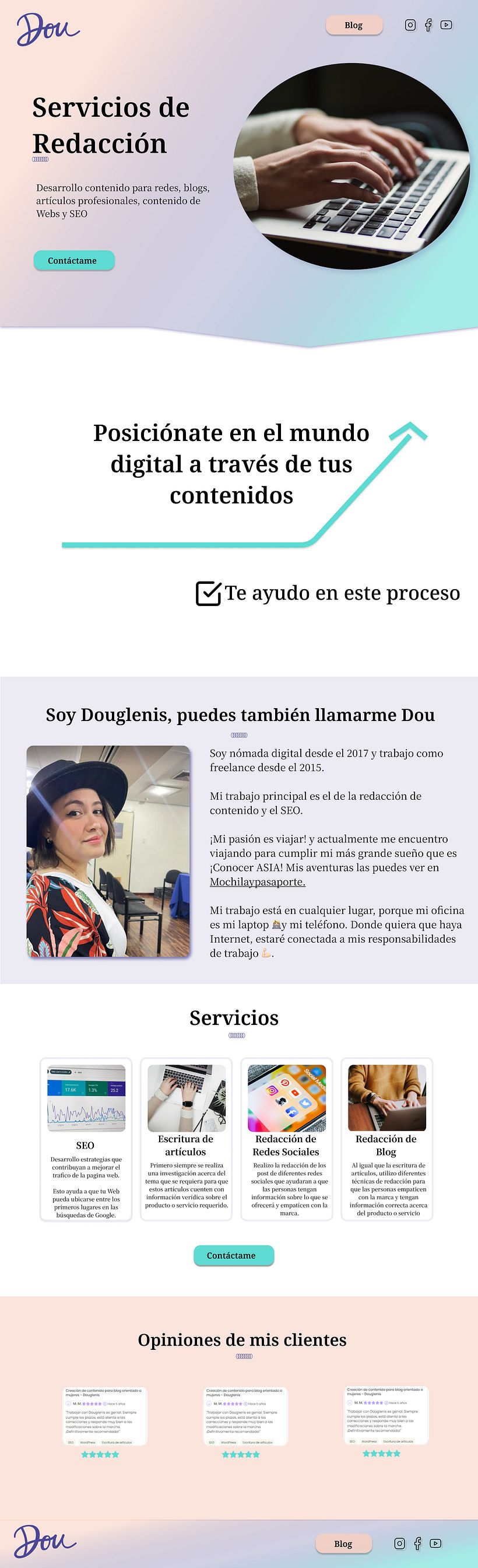 Diseño final, utilizando la paleta de colores pude dar ese efecto pastel y femenino, con un diseño minimalista
