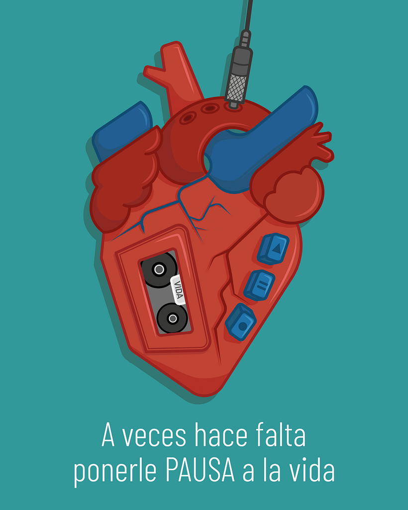 Para el proyecto final hice una ilustración para un texo que habla sobre la posibilidad de poder ponerle pausa a la vida