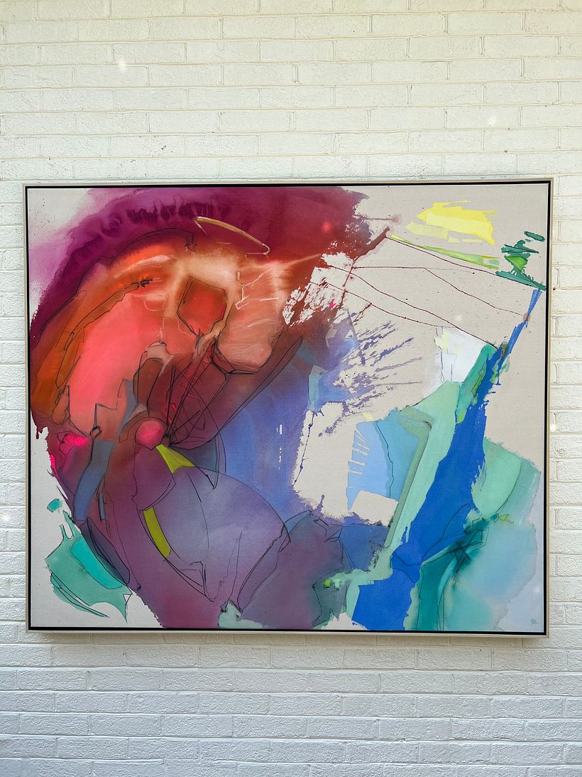 49“ x 55“, mixed media on raw canvas