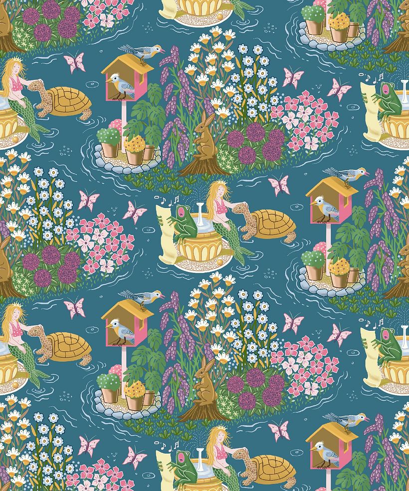 Little Mermaid in her garden.