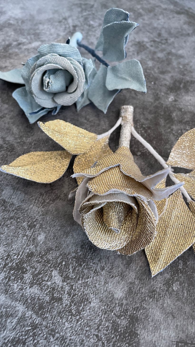 Final project part 1: Denim and metalic rose corsage 7