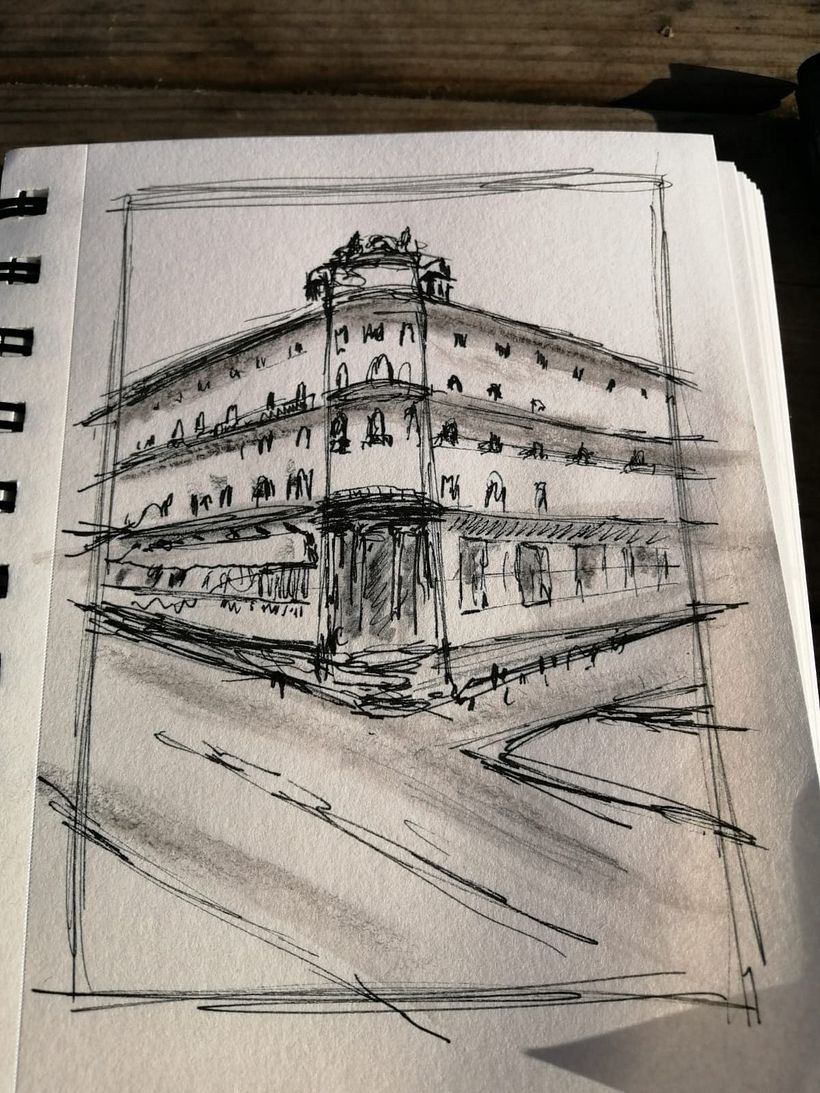 Schizzo preparatorio linee e ombre