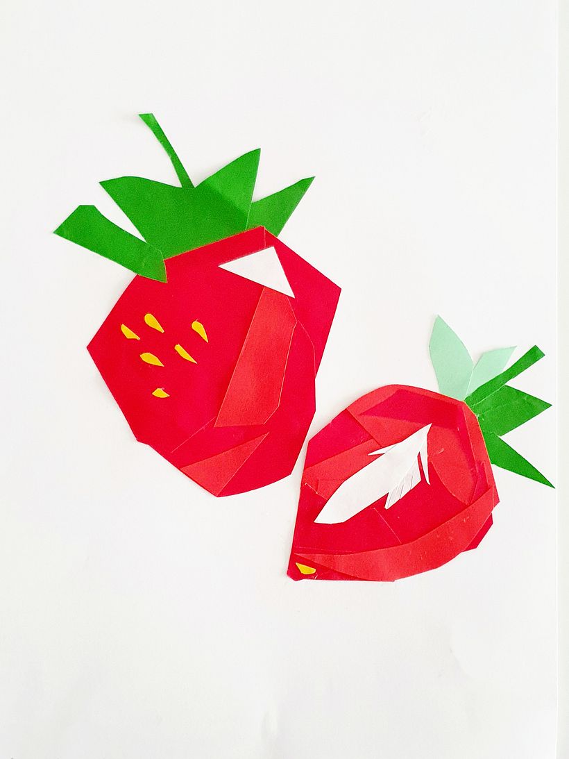 Figurative Strawberry. I was designing this print inspired by biscuits. For a round, scalloped edge rug for a kid's room