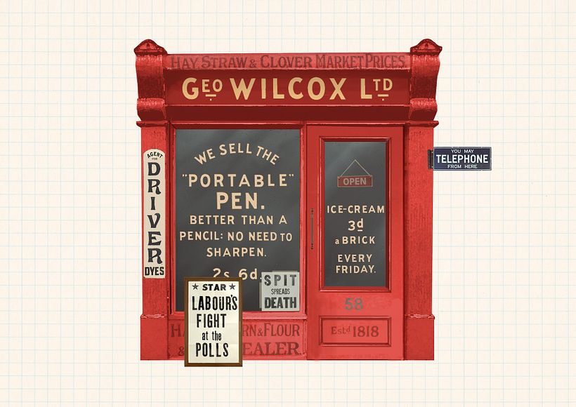 Sign design: drawing background signage for use in movie sets  1
