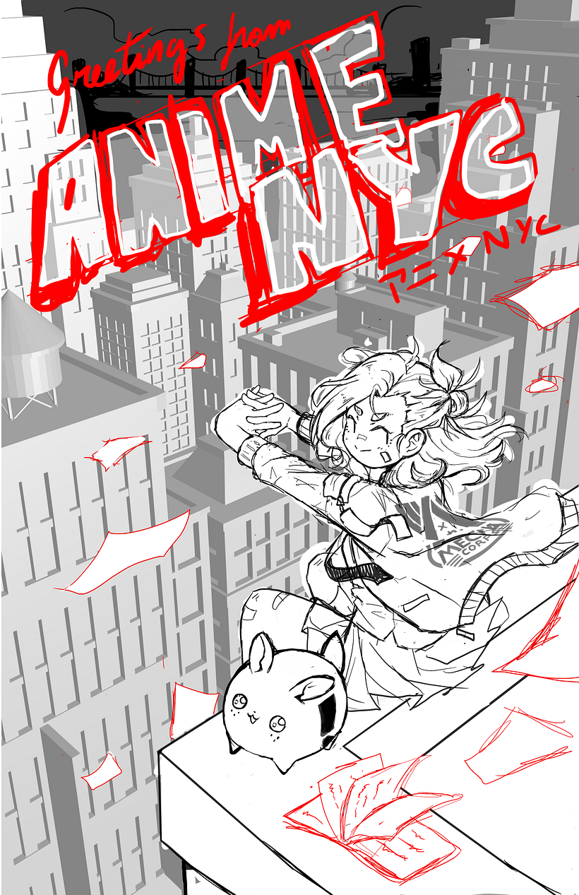 Ilustração de anime em Nova York 2