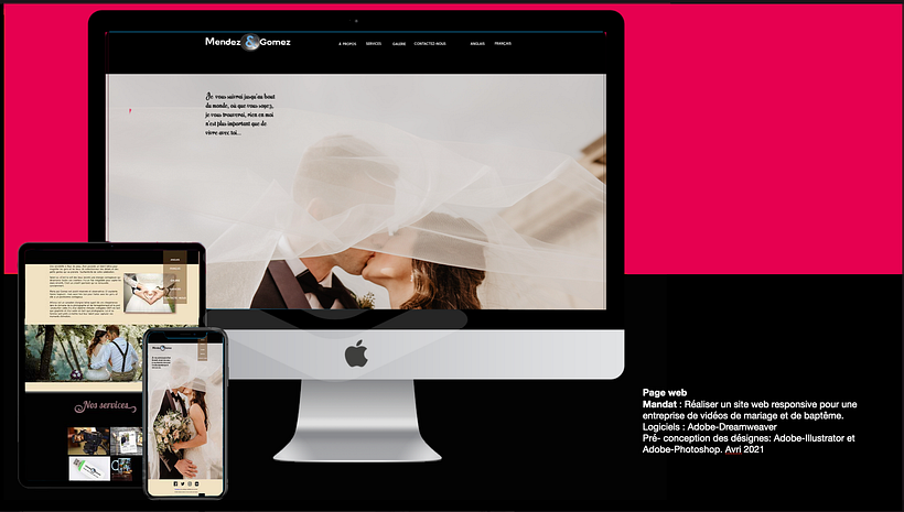 Yo debia realizar una pagina web responsiva, para una empresa de video y fotografia de eventos. Esta fué la maqueta.