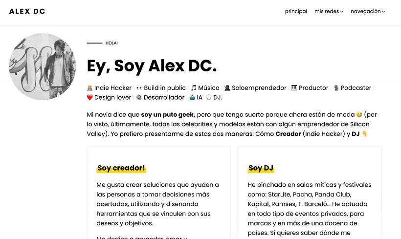 Rediseño de web personal: alexdc.com 2
