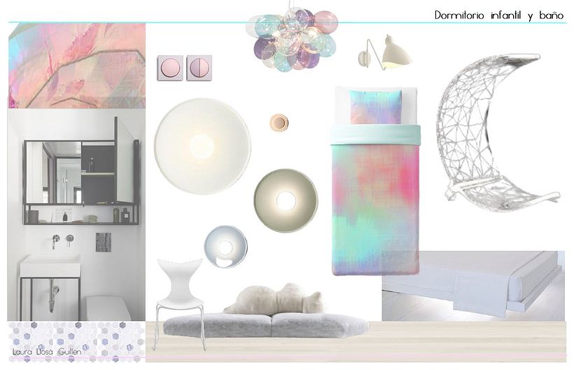 Moodboard dormitorio y baño infantil