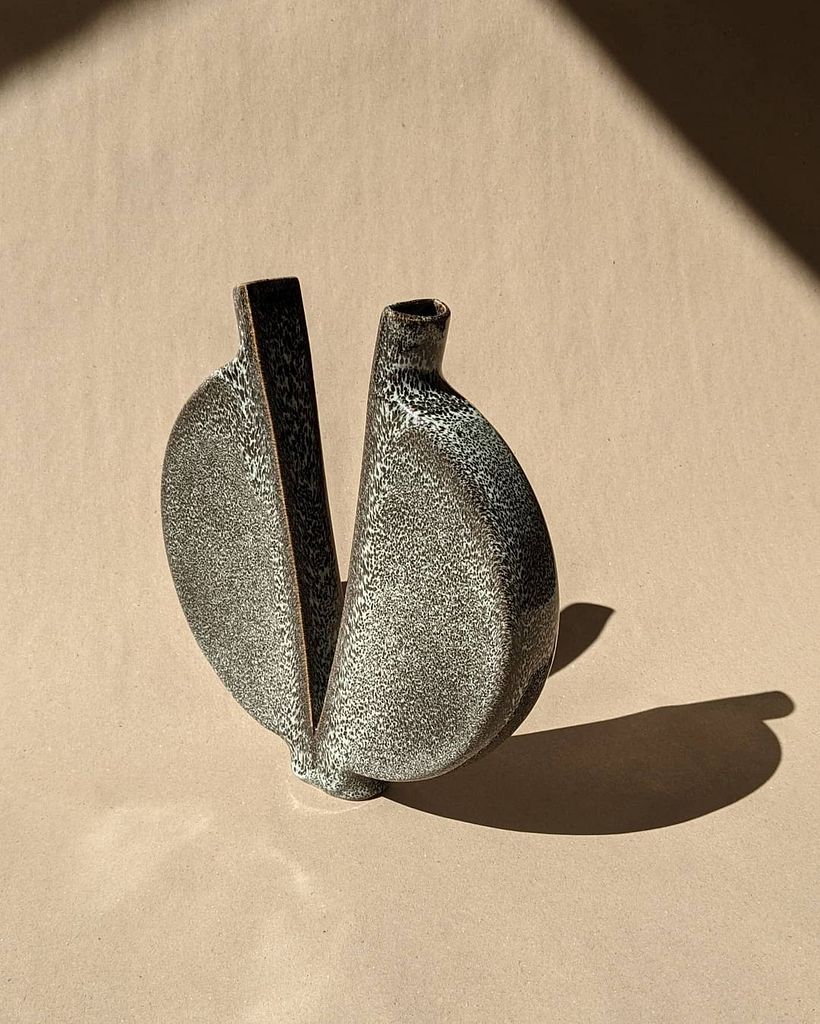 Split Vase in Drippy White Noise Lava