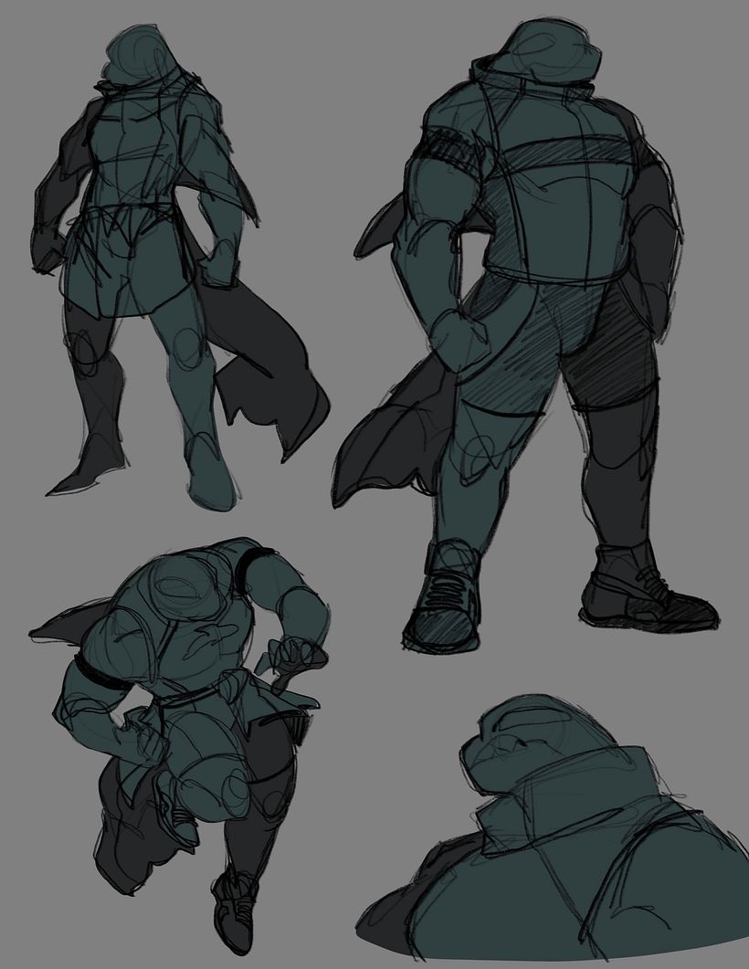 Rough sketches: Mainly tested out different clothes designs