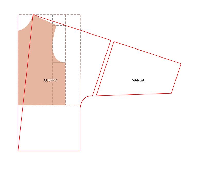 Modificación del patrón base para hacer el patrón de la chaqueta kimono