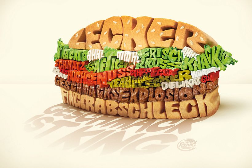Caligrama para campaña de publicidad de Burger King