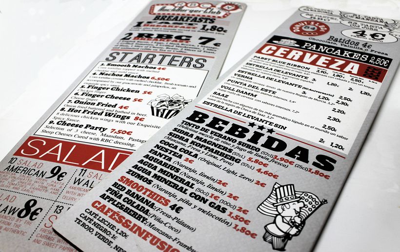 Carta para restaurante de comida americana 2