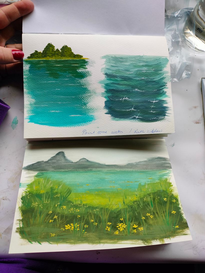 My water studies and bigger grass painting