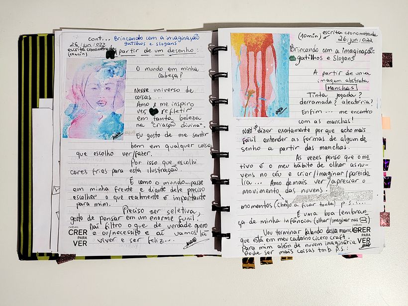 MarArtesOficial - Exercício de escrita - Brincando com a imaginação. Usei aqui minhas ilustrações.