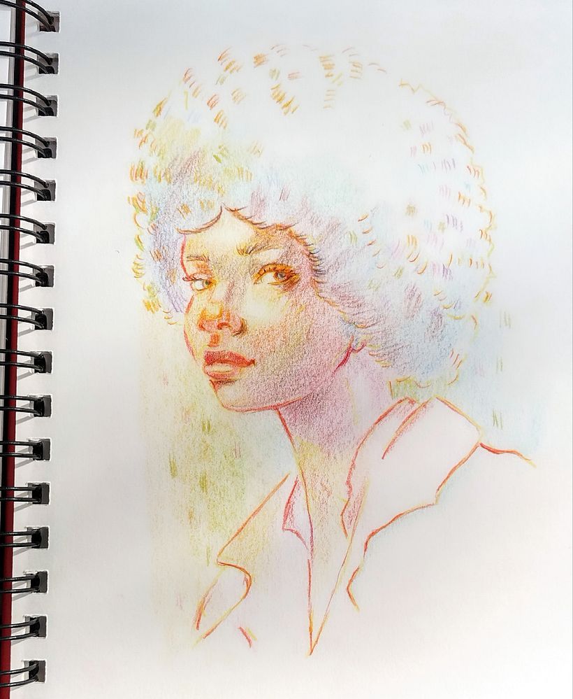 Dibujo de retratos llamativos con lápices de colores 1