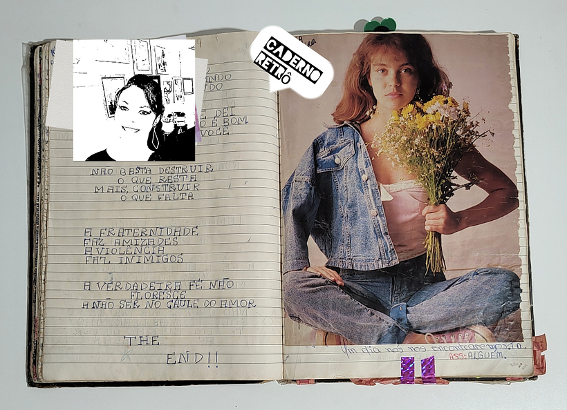 MarArtesOficial - Caderno retrô - Escrita e colagens