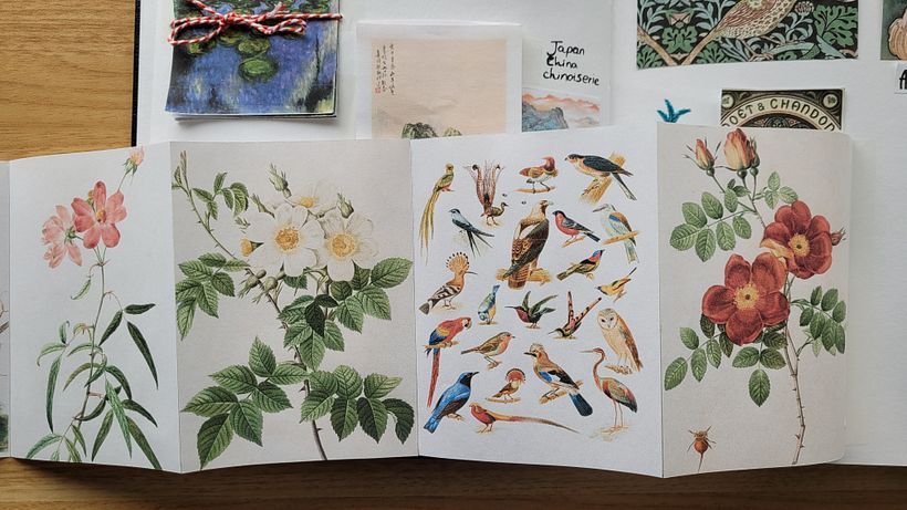 Accordion book botanical art and birds 2