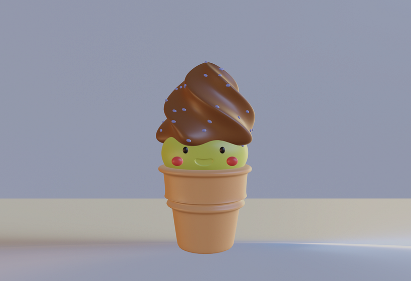 3d Cone mochi ice cream 1