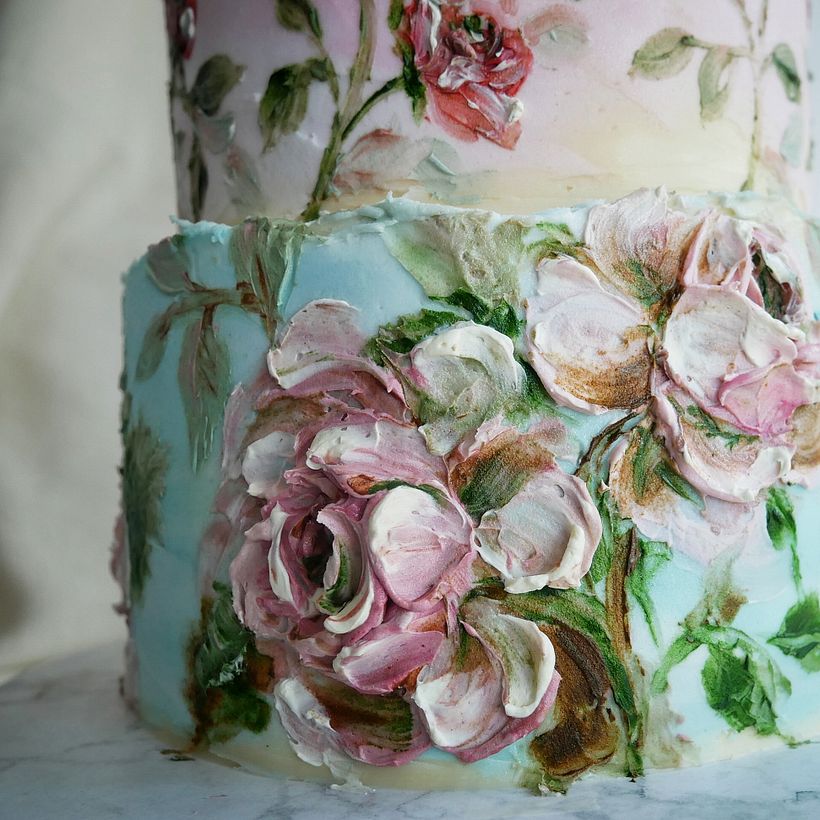 Used green colour to blending and finishing with paintbrush.