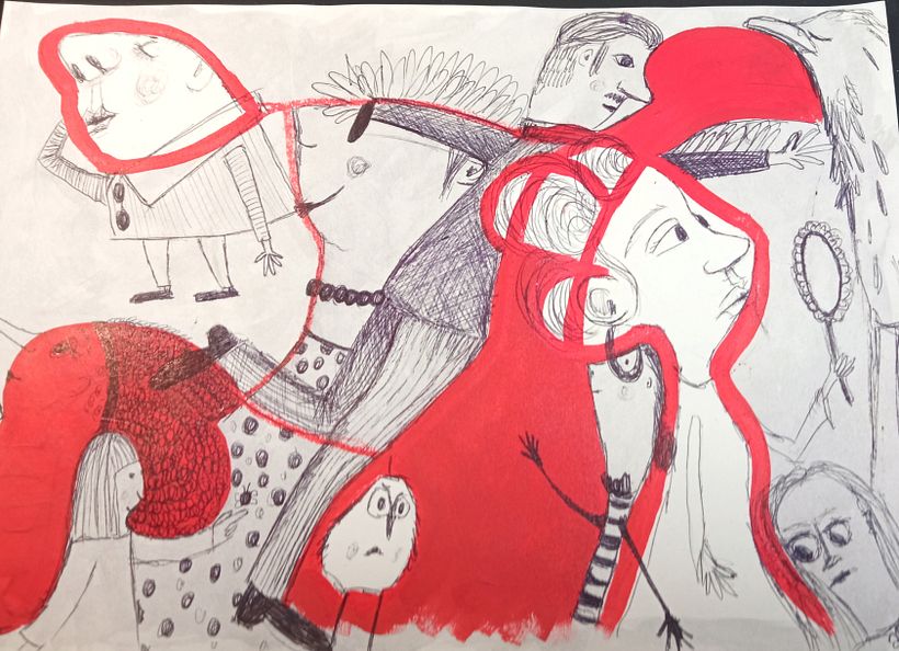kugelschreiber, graphith, wachs, acryl