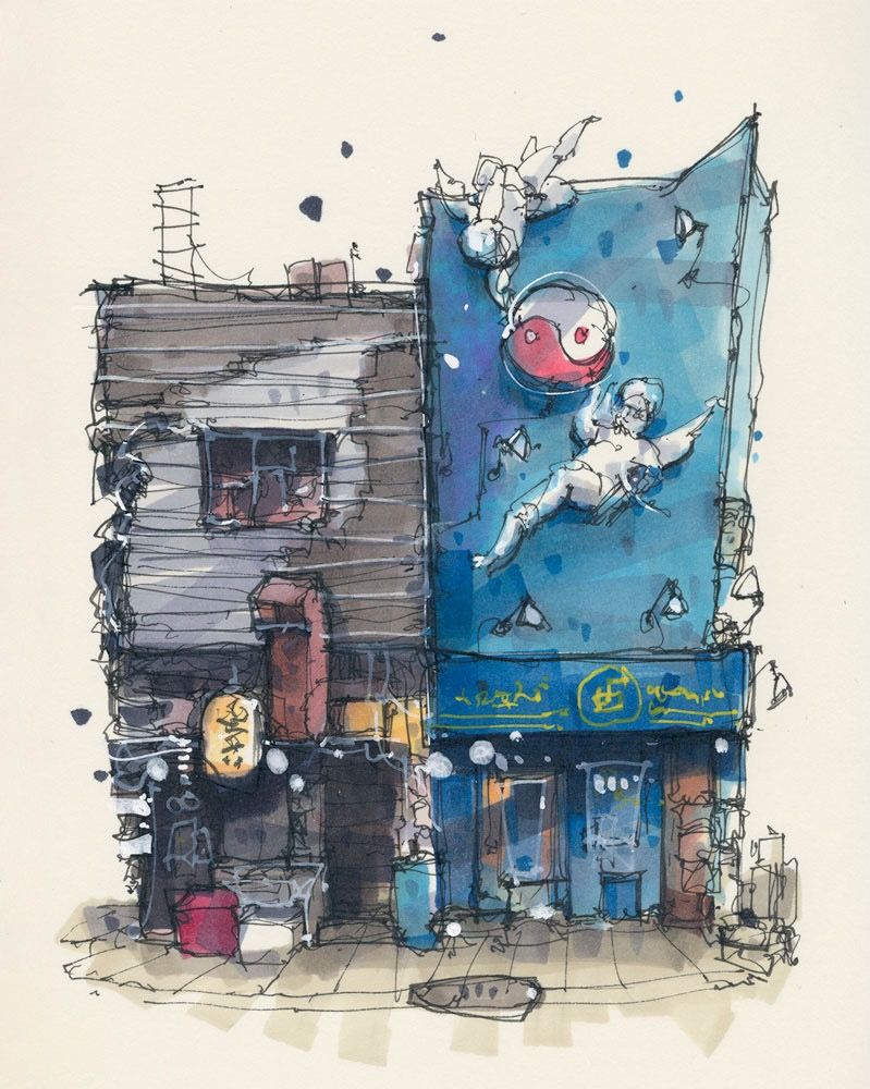 Series of house sketches done in Januari '23 1