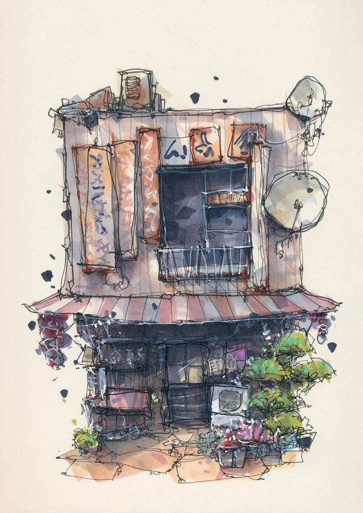 Series of house sketches done in Januari '23 2