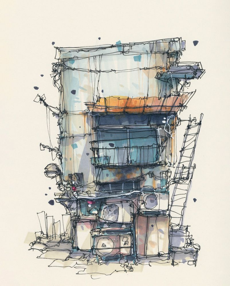 Series of house sketches done in Januari '23 5