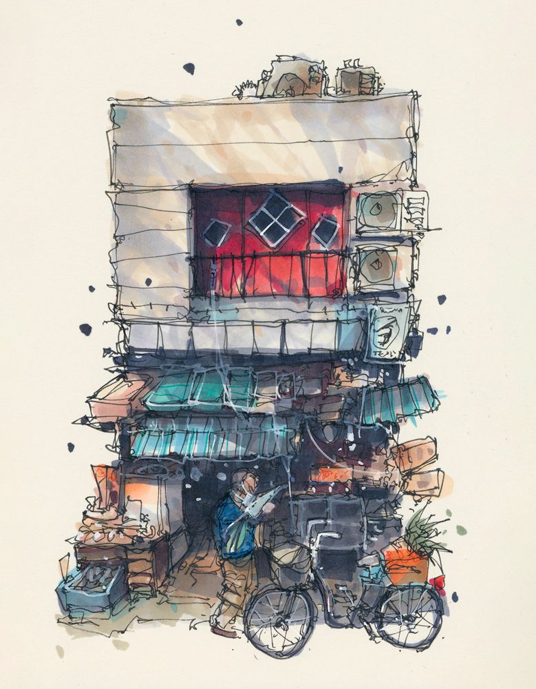 Series of house sketches done in Januari '23 6