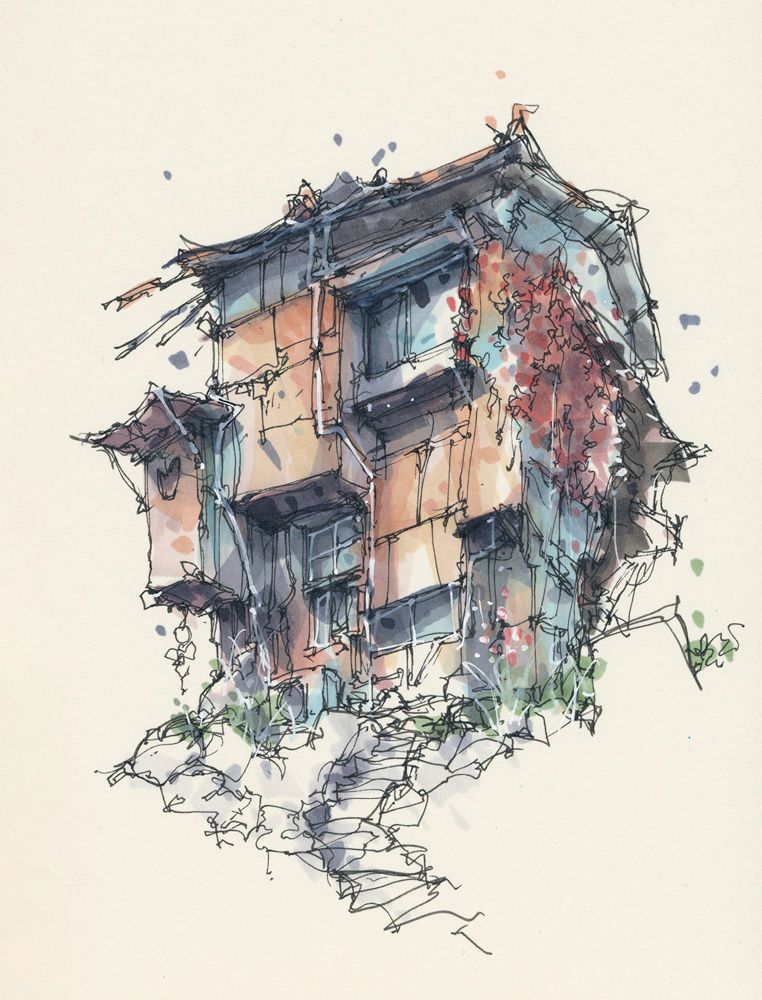 Series of house sketches done in Januari '23 8