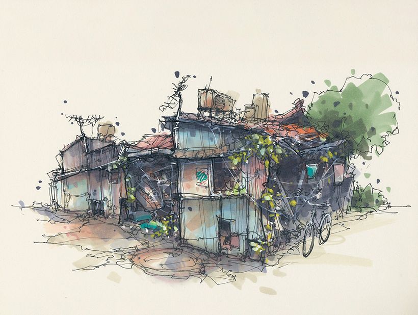 Series of house sketches done in Januari '23 9