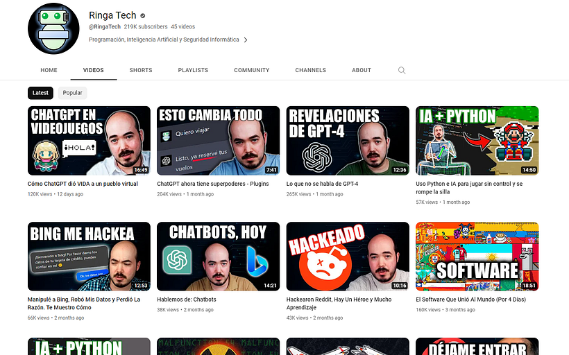 Canal de Youtube de Python y Machine Learning 1