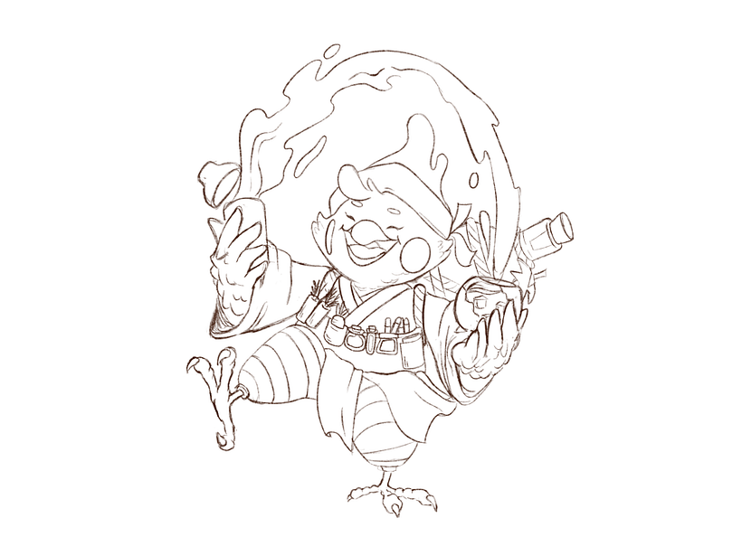 This is my final thumbnail, this character is a farmer who making his crops into his craft cocktail with the magic.