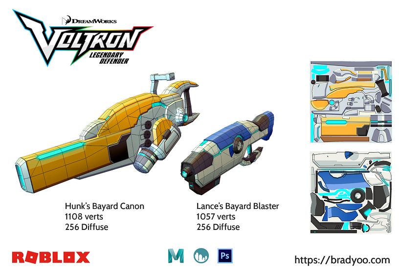 Voltron models and hand painted textures - Roblox & Dreamworks promotional weapons