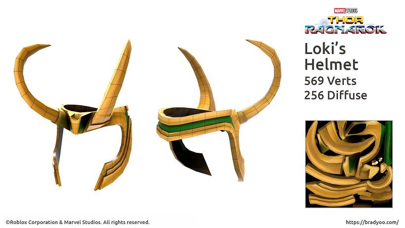 Loki's Helmet model and hand painted textures - Roblox & Marvel Studios promotional helmet
