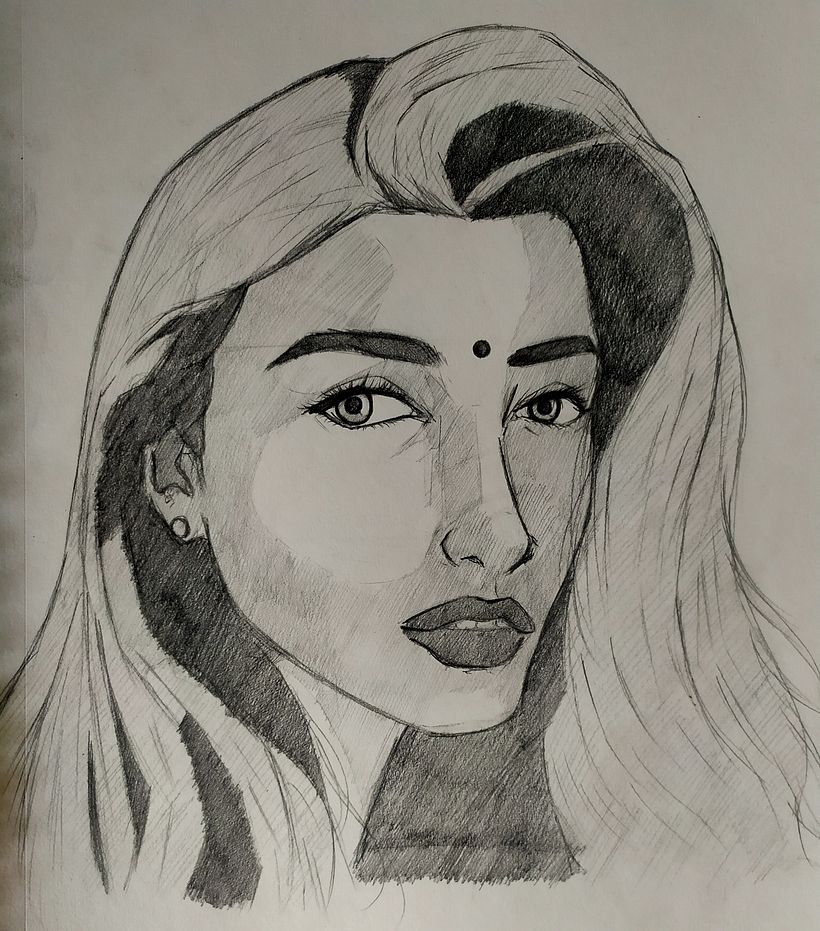 Retrato a línea con grafito 1