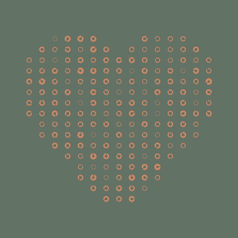Worked with the illustration color palette and created a heart using an image to render a heart with noise.
