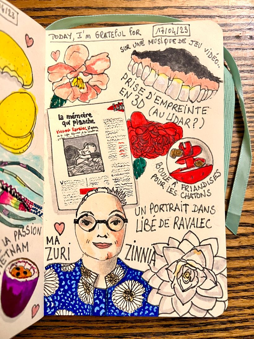 I wore my Zuri "Zinnia" for the 1st time, went to have a 3D imprint of my teeth taken, saw a friend in the newspaper, camelia