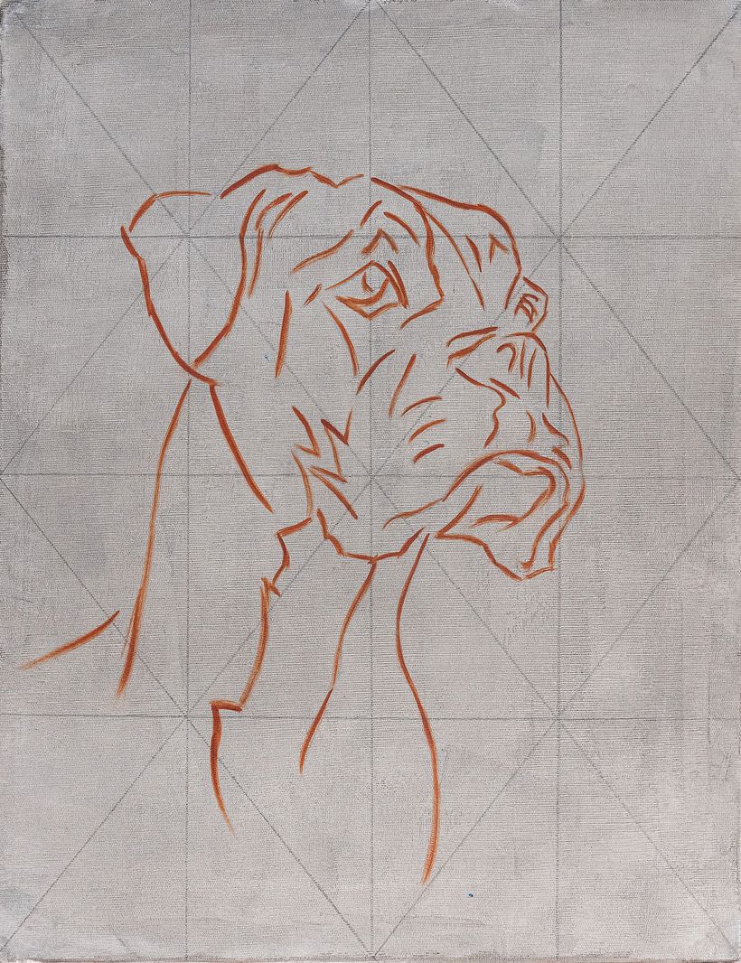 Poi ho adattato il disegno alla tela utilizzando una griglia.