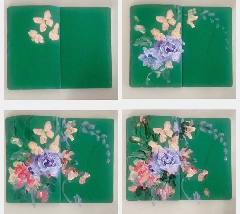 you can see how the composition develops in these progress pics