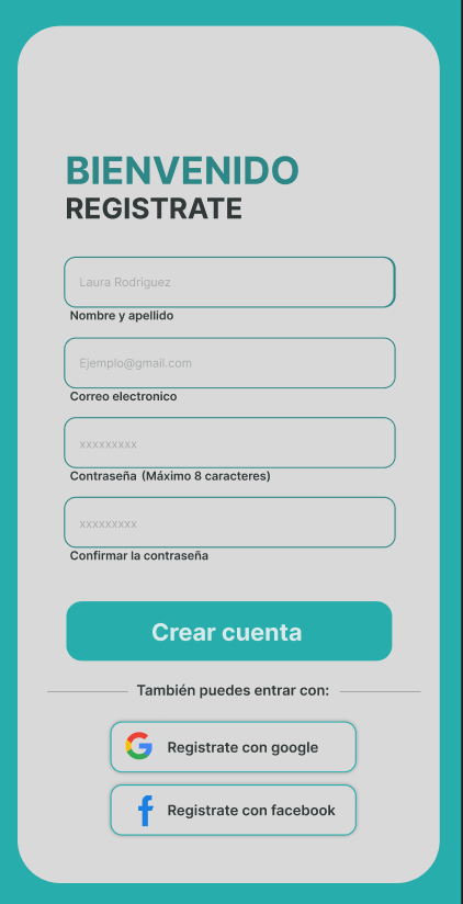 Pantalla de registro