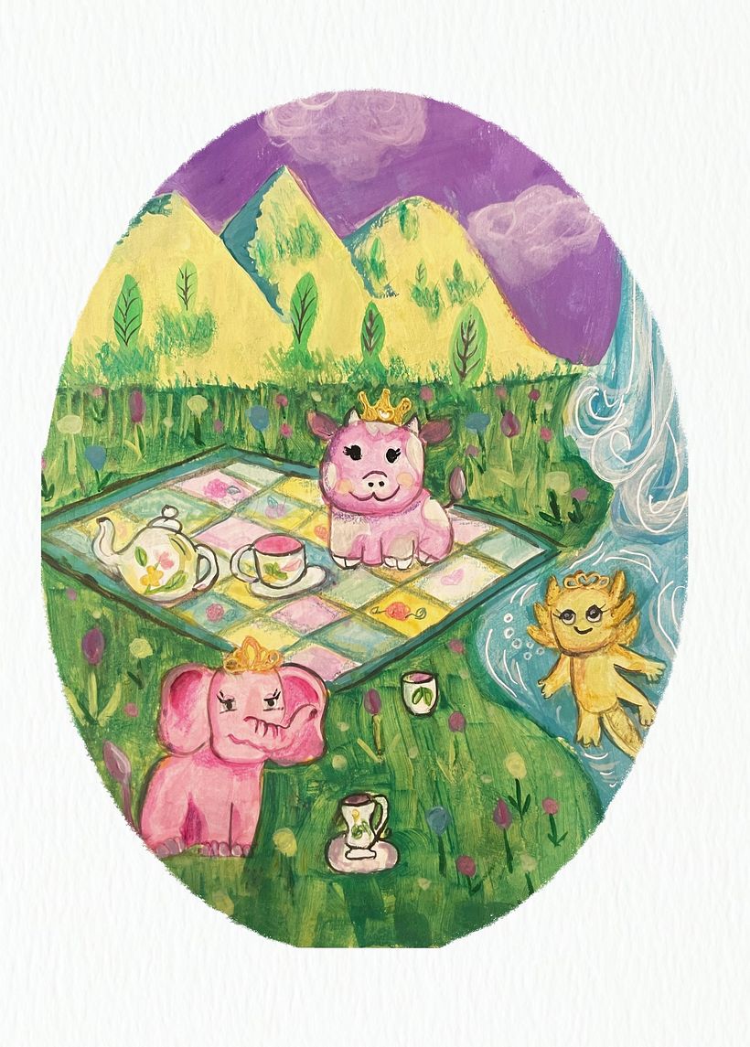 Tiara tea party - Gouache