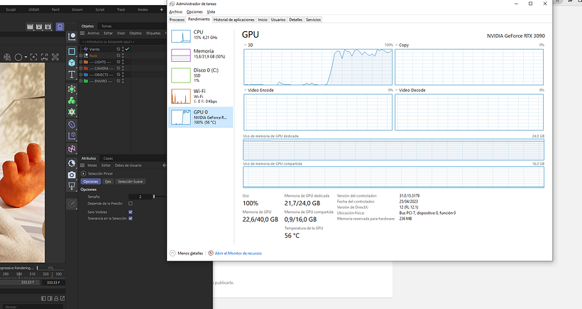 REdshift, uso excesivo de GPU cuando renderizo 1