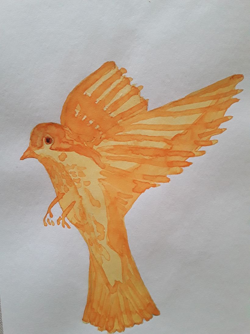 Monotone bird, enjoyed this technique and plan to do more to practise. A bit messy and poor brush control