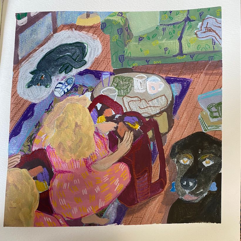 Self Portrait. I like that there are three images of me. I like seeing time unfold in illustrations in this way.
