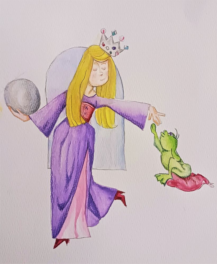 Illustration for 'The Frog Prince' from Grimm Fairy Tales