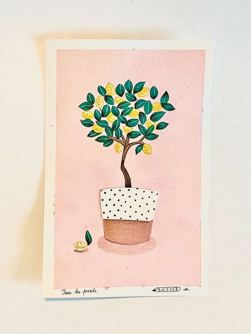test d'illustration à la gouache et crayons de couleur