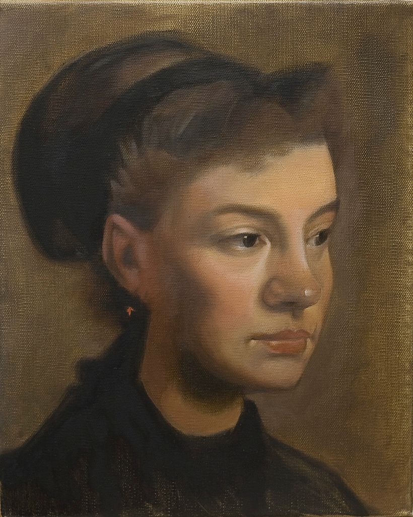 Degas master copy (Head of a Young Woman) - Oil on Stretched oil-primed linen