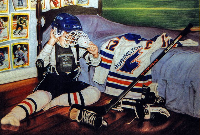 The hocky player (commission) - mixed media on paper (Fabriano Artistico)